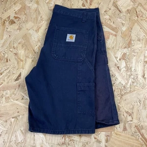Vintage Carhartt Faded Navy Carpenter Chino Summer Ruck Shorts W32 - Picture 1 of 4