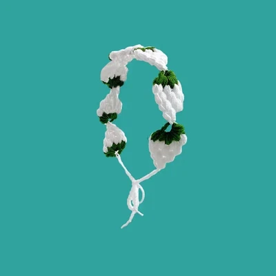Diadema de fresa de ganchillo banda elástica ancha para el cabello mujeres bufanda niñas accesorios Foto 1 de 4
