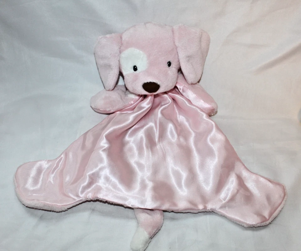 Плюшевое розовое атласное защитное одеяло для живота Baby Gund Spunky Puppy Huggy Buddy 16 дюймов - Изображение 1 из 4