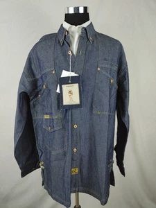Akademiks Jean Shirt Jacket Mens XXL Denim Cotton Streetwear Hip Hop Shacket - Foto 1 di 14