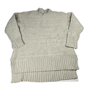 Free People Sweater Womens Medium Beige Knit Pullover High Low Hem Ribbed Urban - Picture 1 of 7