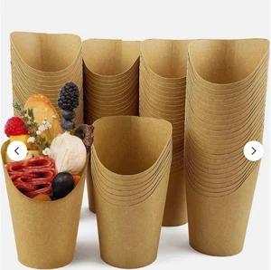 100 Stück Einweg Papier Pommes Frites, Wurstwaren Becher Halter - 12 Unzen - Bild 1 von 3