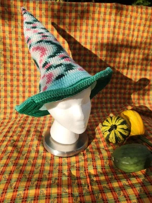 SOMBRERO DE BRUJA de ganchillo hecho a mano ÚNICO - sin alambre - hilo acrílico - ELECCIÓN Foto 1 de 4