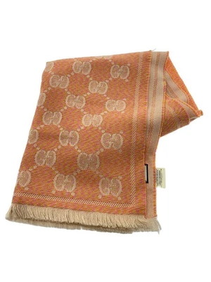 Gucci Monogram GG Logo Tweed pink /yellow Stole Blanket Used Item From Japan F/S - Image 1 of 4