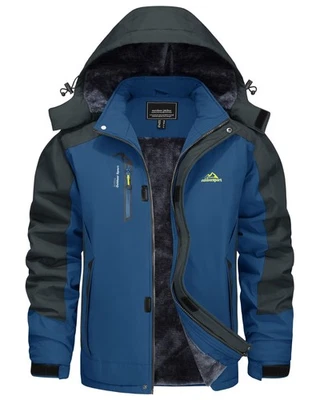 Abrigos de invierno para hombre resistentes al agua esquí nieve chaqueta cálida polar parka sudadera con capucha abrigo Foto 1 de 4