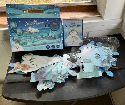 Children's 3D Glow In Dark The Snowman Construction Puzzle Jigsaw and dvd movie - Image 1 of 4