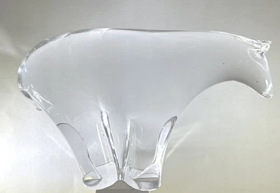 Scandinavian Art Glass Bear -Heavy Clear Crystal Animal Sculpture 5.75” Long - Image 1 of 4