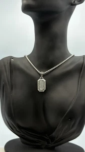 Lab Created .85 amulet 33mm White Yurman Diamonds .925 Silver - Picture 1 of 5