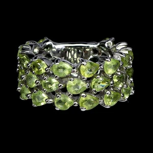 925 Sterling Silver Ring Pear Peridot Natural Gemstone Jewelry Size 8.5 - Picture 1 of 14