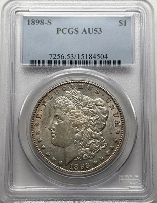 1898 S Morgan Silver Dollar PCGS AU53 Tough Date Morgan - Image 1 of 4