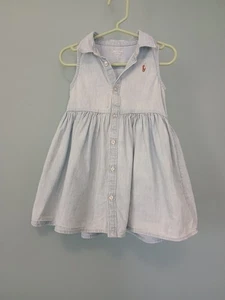 Ralph Lauren Denim Chambray abito senza maniche con colletto 18 m bambino preppy - Foto 1 di 8