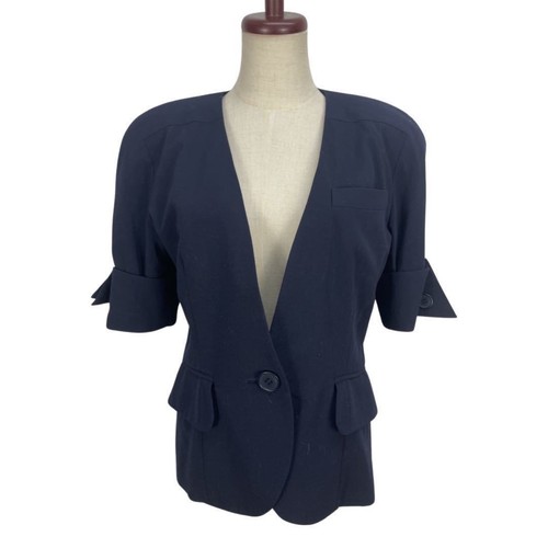 Cappotto giacca bar Christian Dior vintage capospalla manica corta taglia 11 blu navy