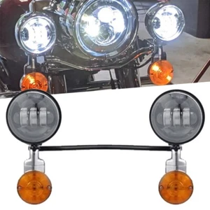LED Passing Turn Signal Lamp Fog Spot Light Bar Kit For Harley Motorcycle 4.5" - Picture 1 of 12