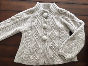 Mini Boden Cable Knit Cardigan Chunky Sweater Grey 7-8 7 8 Girl Button Front - Picture 1 of 3