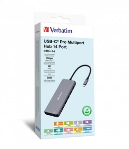 0023942321545 Verbatim CMH-14 USB Typ-C 5000 Mb/s Srebrny Verbatim - Zdjęcie 1 z 5