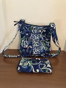 Vera Bradley Retired 2008 Mediterranean Blue Crossbody Hipster w/Wallet - Picture 1 of 15