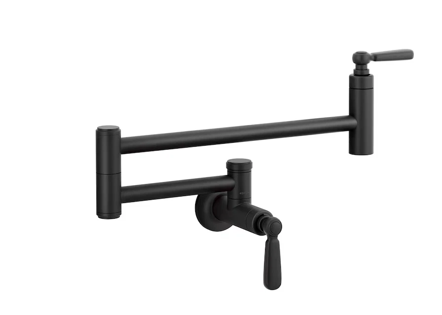 KOHLER Edalyn Studio McGee Matte Black Single Handle Pot Filler Kitchen Faucet