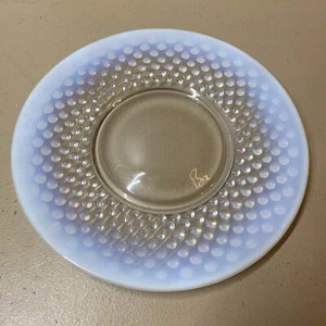 Vintage MCM Fenton French Opalescent Hobnail Glass 8" Plate White Clear - Picture 1 of 4