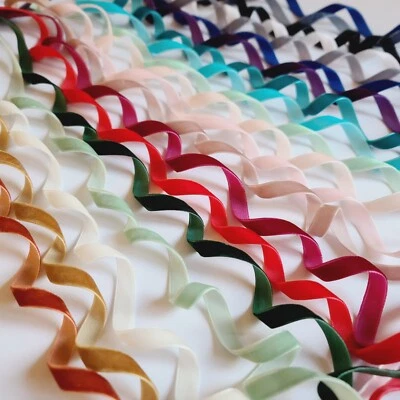 Velvet Ribbon 10mm wide single sided - 23 Colours - 1M 5M 10M 45M Bulk Full Roll - Image 1 of 2