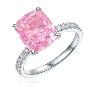 5CT Radiant Cut Created Pink Diamond Engagement Wedding Ring 14K White Gold Over - Picture 1 of 7