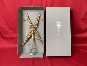 New Pottery Barn Gold GLITTER STARBURST Snowflake Christmas Tree Topper 15" Tall - Picture 1 of 10