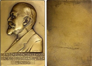 AUSTRIA Bronze 1926 Medal Plaque by Hujer.Josef Neuwirth Art Historian,Architect - Picture 1 of 3