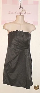 XTAREN Womens Dress Strapless Black Short Satin Elegant Sz M * VG - Picture 1 of 4