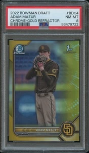 PSA 8 2022 BOWMAN DRAFT CROMO ***ORO*** #BDC4 ADAM MAZUR RC/50 - Imagen 1 de 2