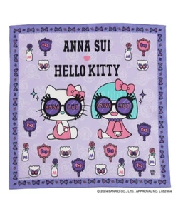 ANNA SUI × HELLO KITTY 50th Anniversary Large Handkerchief 52cm Purple JAPAN NEW - Picture 1 of 5