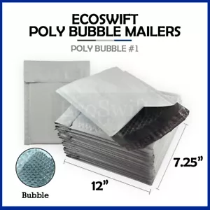 1 #1 7,5 x 12 EcoSwift Poly Bubble Mailers busta imbottita buste di fornitura spedizione - Foto 1 di 7