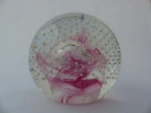 Vintage Caithness Scottish Glass Paperweight "Pink Champagne" - Picture 1 of 5