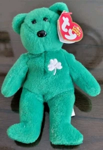 Juguete de peluche Ty Beanie Babies Mini retirado 2005 "Erin" oso irlandés verde # 40334 - Imagen 1 de 11