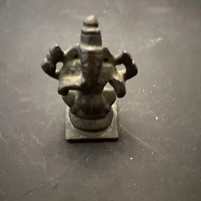 Antique Hindu Lord Ganesh  Holy Worship Small Miniature Statue #2 - Image 1 of 4