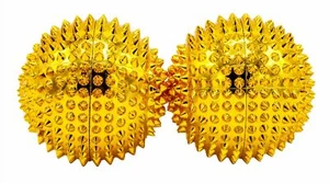 2 Magnetic Acupressure Balls - Large Gold 55mm Diameter - Picture 1 of 1