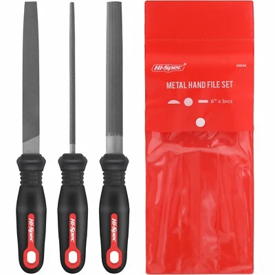 3PC ENGINEERS METAL FILE SET HALF ROUND FLAT ROUND SQUARE TRIANGULAR SOFT GRIP - Image 1 of 4