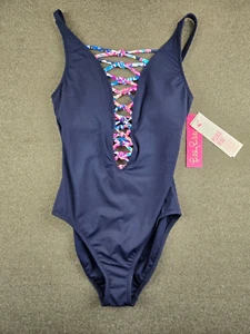 Lilly Pulitzer Größe 0 Marineblau Inselgitter einteiliger Badeanzug 1177 - Bild 1 von 6
