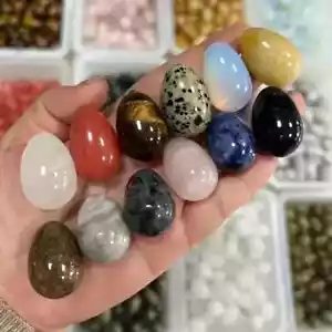 10x Egg Shape Natural Stones Hand-Carved Quartz Pocket Palm Healing Gemstone - Picture 1 of 6