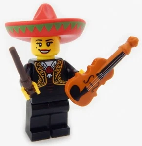 NEW LEGO FEMALE MARIACHI MUSICIAN w/VIOLIN musical instrument sombrero music - Picture 1 of 1