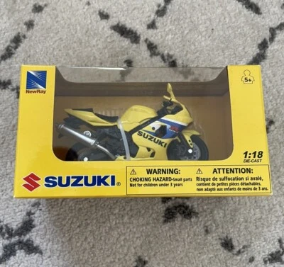 1:18 Die-Cast Suzuki GSX R600 Motorcycle Motorbike Toy Model Dirtbike Yellow - image 1 of 3