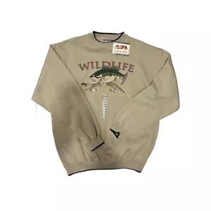 Vintage 90er Wildlife Field Exchange Sweatshirt Herren Gr. L rot Klippe Fleece Angeln Neu mit Etikett - Bild 1 von 5