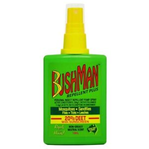 Bushman Plus Insect Repellent Pump Spray 100mL 20% Deet with Sunscreen