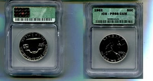 1962 FRANKLIN SILVER HALF DOLLAR ICG PR66 CAMEO 54T - Picture 1 of 1