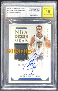 2015-16 NATIONAL TREASURES MATERIAL AUTO: STEPHEN CURRY #4/25 BAS AUTOGRAPH 10 - Picture 1 of 4