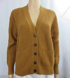 Cardigan Baukjen marrone scollo a V manica lunga tasche con bottoni TG US 8 UK 12 - Foto 1 di 7