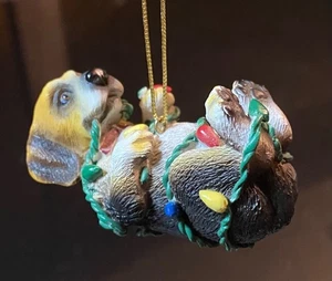 Weihnachtsbeagle Keramik Baumschmuck Welpe Hund spielt in Weihnachtsbeleuchtung - Bild 1 von 7