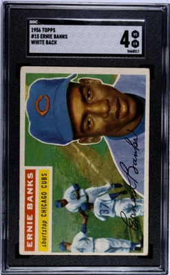 1956 Topps #15 Ernie Banks Chicago Cubs espalda blanca SGC 4 Foto 1 de 3