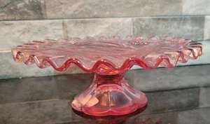 Fenton Ruffled Candle Plate Pink 6.5" Diameter - Picture 1 of 7