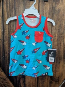 NWT RAGS Blue Shooting Stars Tank top patriotic fourth of July Sz 2T - Picture 1 of 5