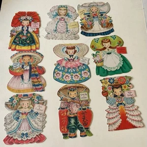Vintage Hallmark Paper Doll Cards - Land Of Make Believe - 1940s Set Of 9 - Picture 1 of 6