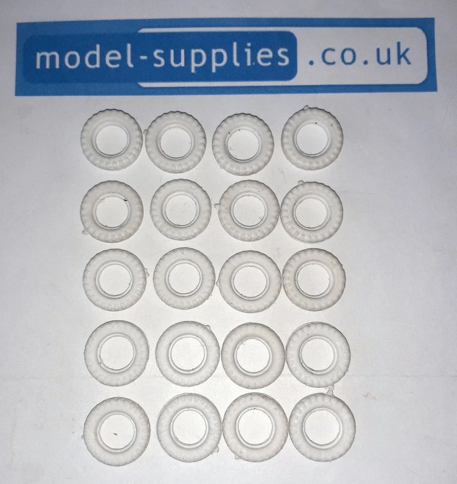 Dinky 15mm White Chunky Treaded Repro Tyres fits Post 1960 American Saloons - Image 1 of 1
